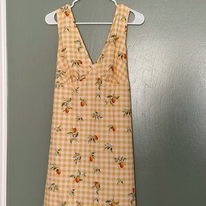 SHEIN Yellow Gingham Midi Dress